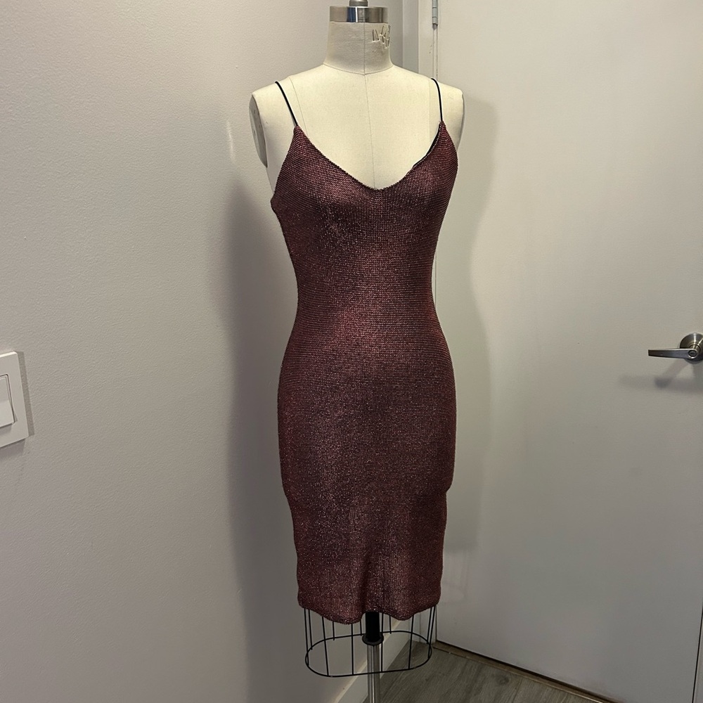 Topshop Burgundy Midi Dress